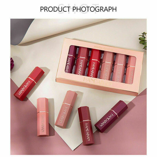 6Pcs/Set Long Lasting Lip Gloss Glazed Matte Beauty Liquid Lipstick Lip Make-Up