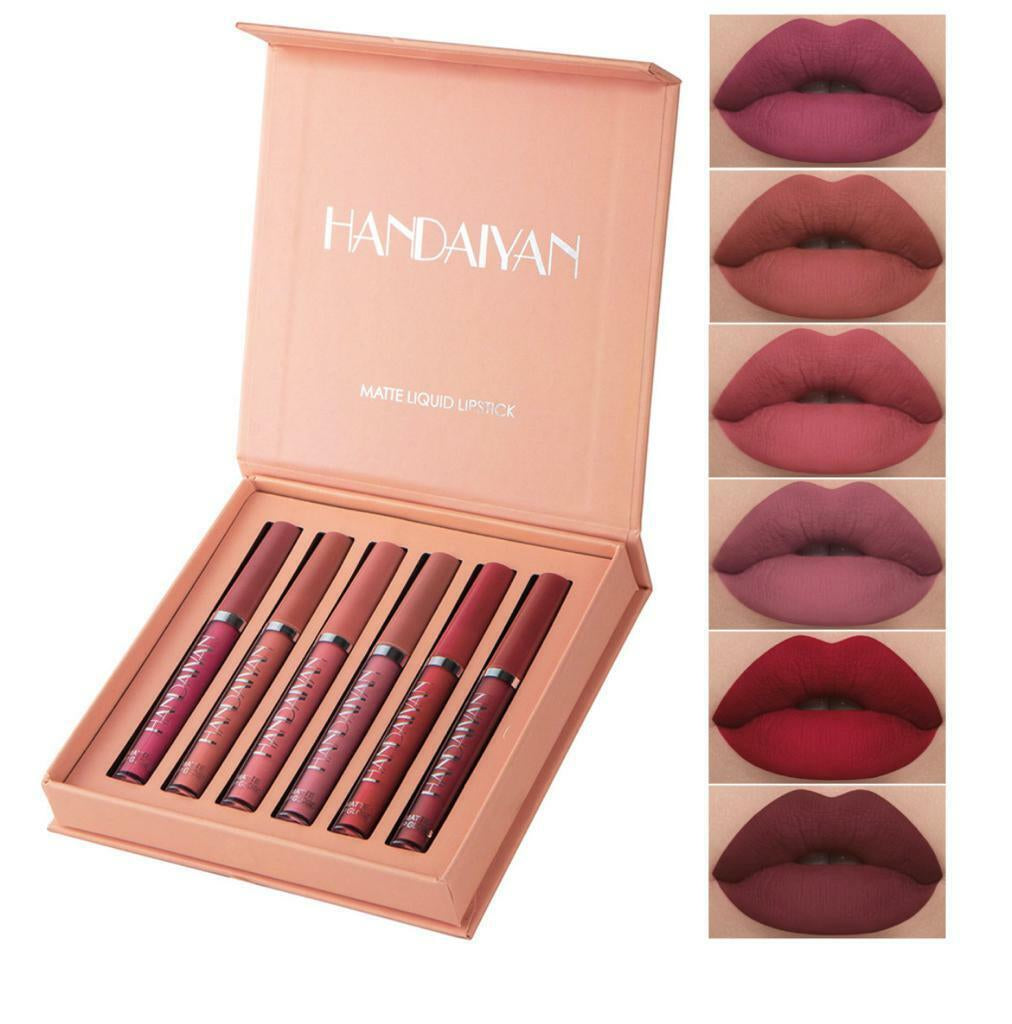 6Pcs/Set Long Lasting Lip Gloss Glazed Matte Beauty Liquid Lipstick Lip Make-Up