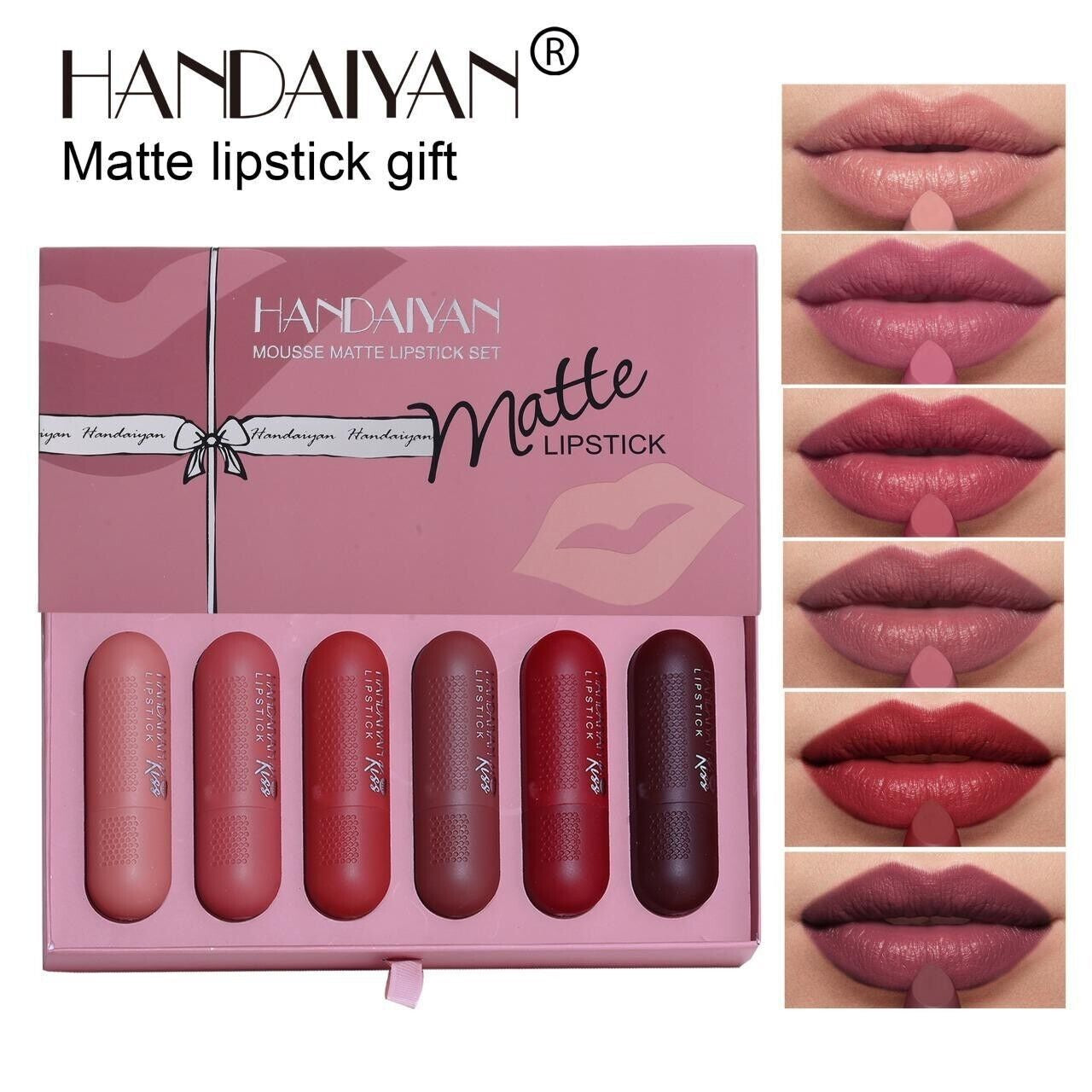 6Pcs/Set Long Lasting Lip Gloss Glazed Matte Beauty Liquid Lipstick Lip Make-Up